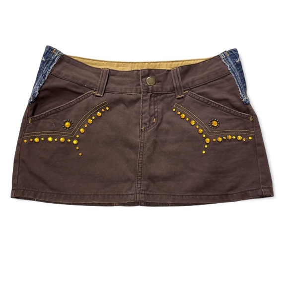 CONIC Y2K Phard Brown Studded Mini Skirt – / Early 2000s Italian Designer - Picture 4 of 8